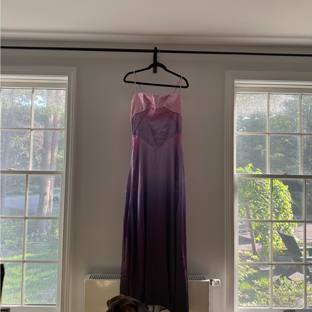 Pink and Purple Ombre Strapless Dress